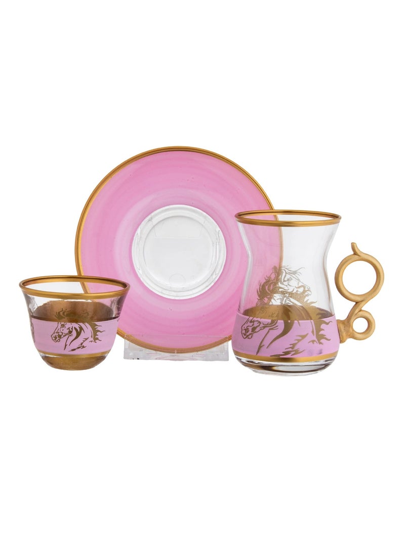 Hic 18-piece pink and gold glass tea and coffee set - Image 2